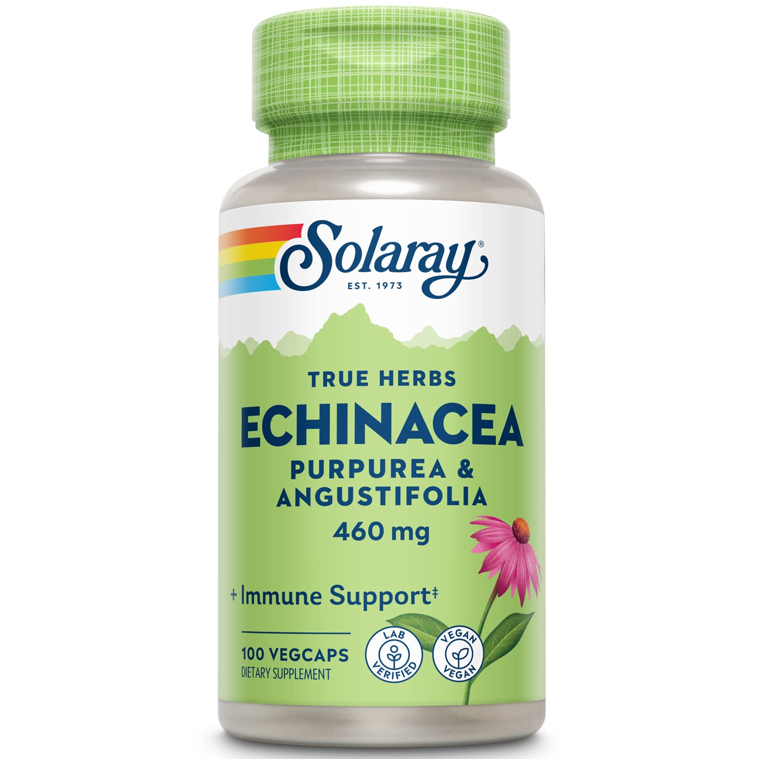 SOLARAY Echinacea Angustifolia & Purpurea Root Veg Cap bottle front view