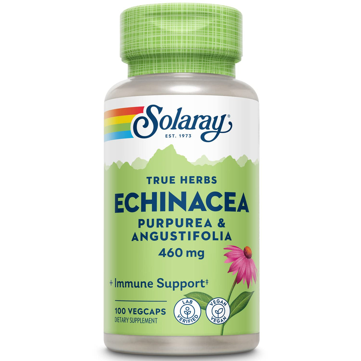 SOLARAY Echinacea Angustifolia & Purpurea Root Veg Cap bottle front view