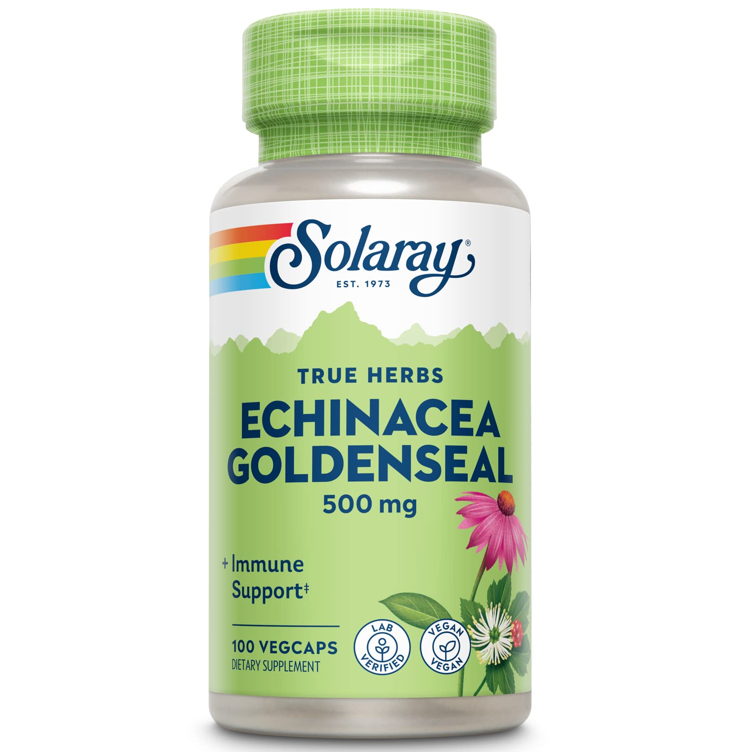 Bottle of SOLARAY Echinacea Goldenseal with product label