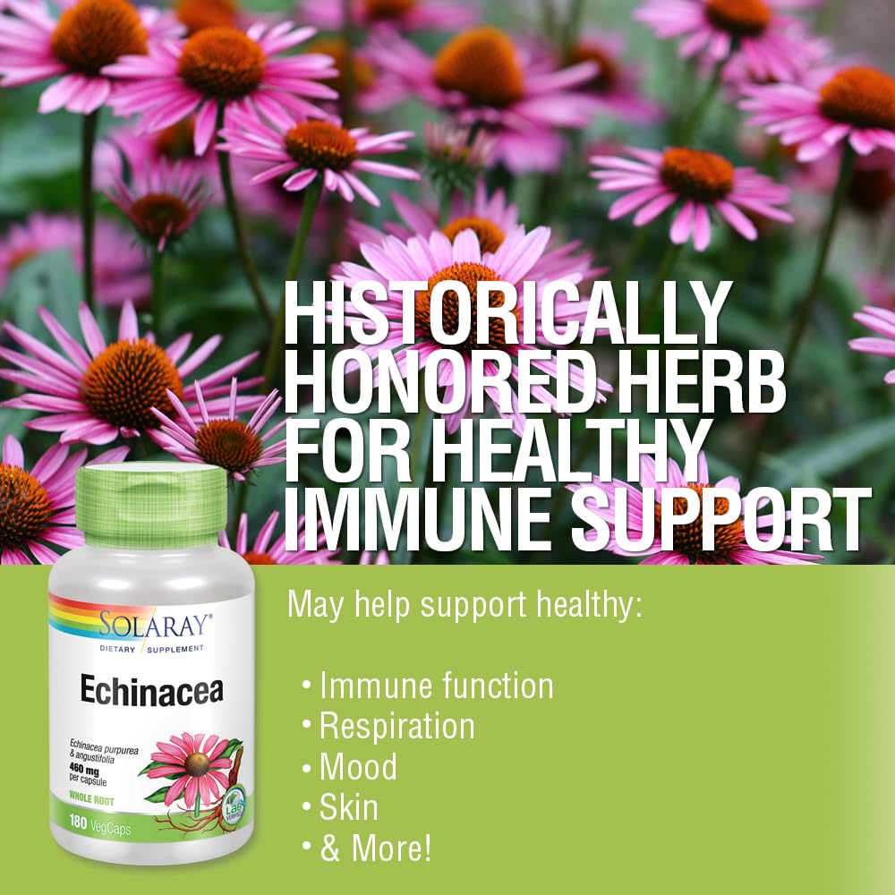Solaray Echinacea Purpurea & Angustifolia Root bottle on white background