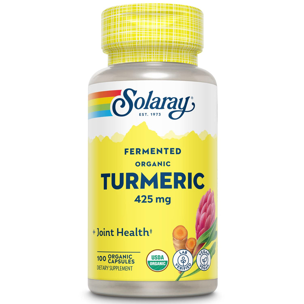 SOLARAY Fermented Turmeric Root 500mg 100 VegCaps bottle front view