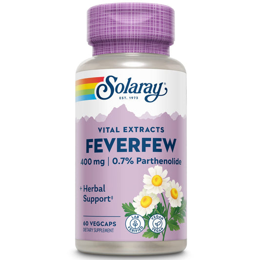 Bottle of SOLARAY Feverfew Extract 400 mg - front view