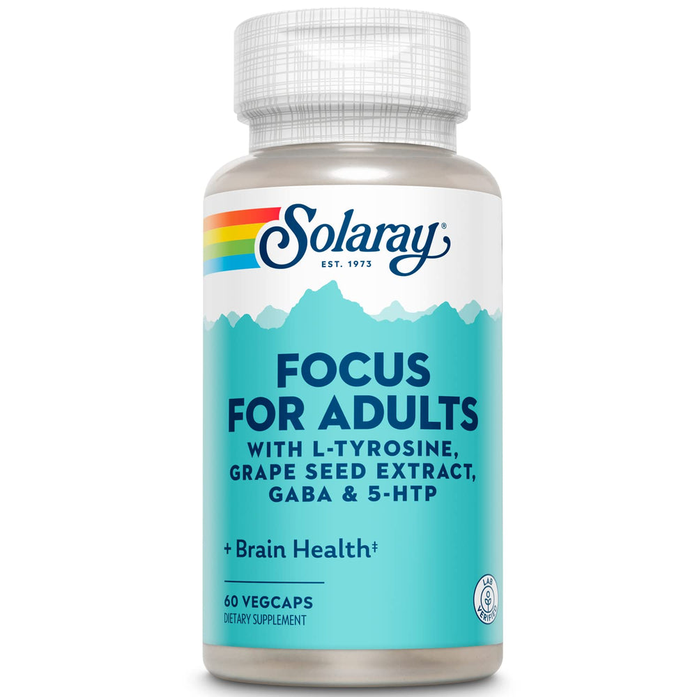 Bottle of Solaray Focus for Adults 60 capsules