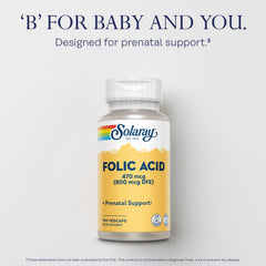 Nutritional facts showing 470 mcg folic acid per capsule
