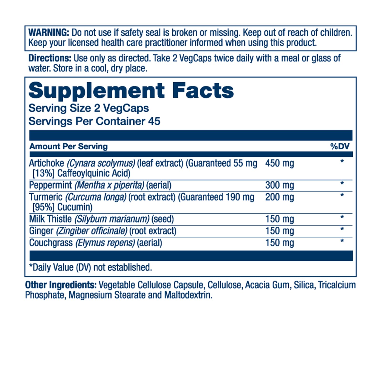 SOLARAY Gallbladder Support Formula bottle label