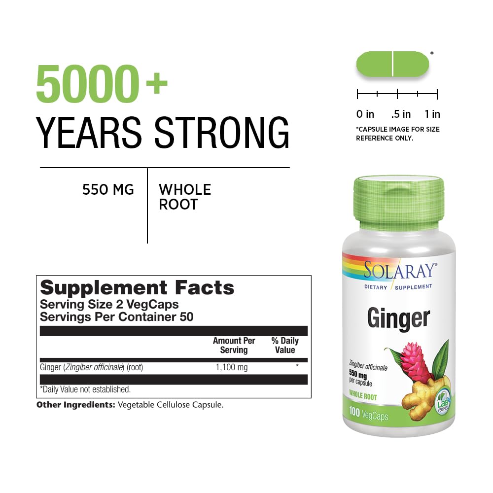 Whole root ginger and capsules display