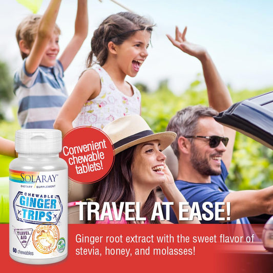 Close-up of ginger root extract dosage 67.5 mg per chewable