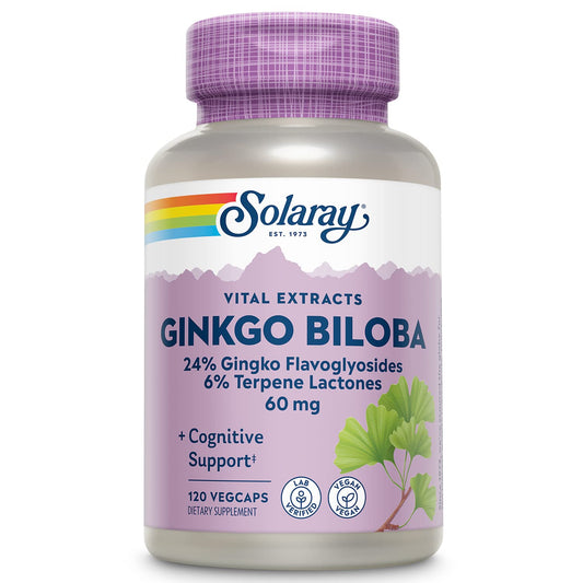 Solaray Ginkgo Biloba 60 mg Veg Cap bottle label