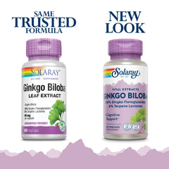 Solaray Ginkgo Biloba Extract bottles with eco-friendly packaging - 2-pack
