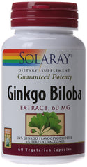 Eco-friendly packaging and bottle for Solaray Ginkgo Biloba Extract 60 mg 60 count