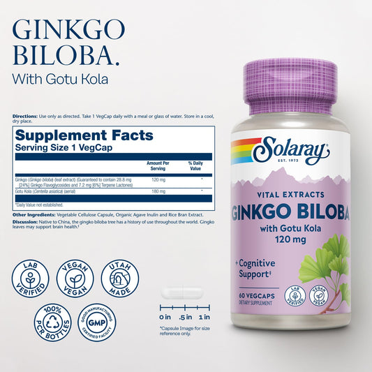 Ginkgo Biloba capsules with Gotu Kola supplement for brain health