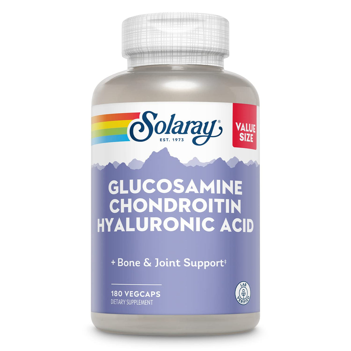 SOLARAY Glucosamine Chondroitin Hyaluronic Acid bottle and label