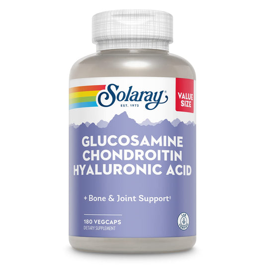 SOLARAY Glucosamine Chondroitin Hyaluronic Acid bottle and label