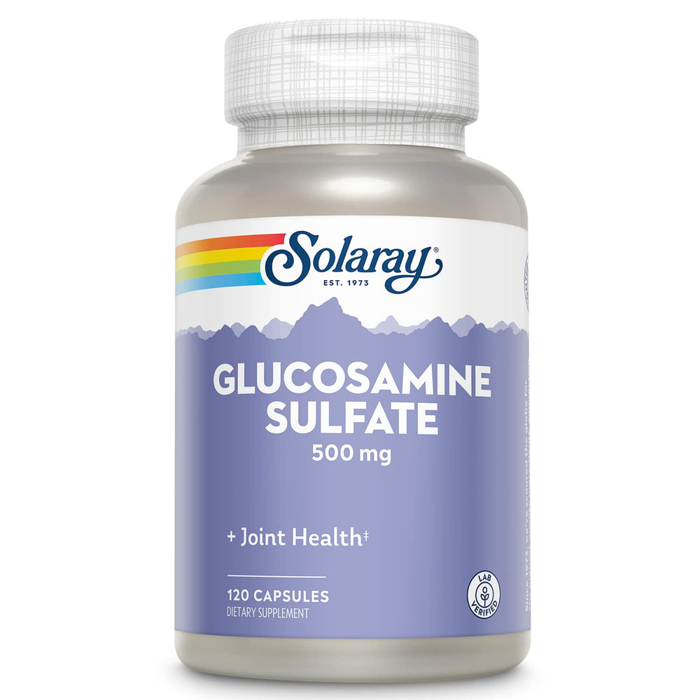 SOLARAY Glucosamine Sulfate 500 mg bottle label – 60 Servings, 120 CT