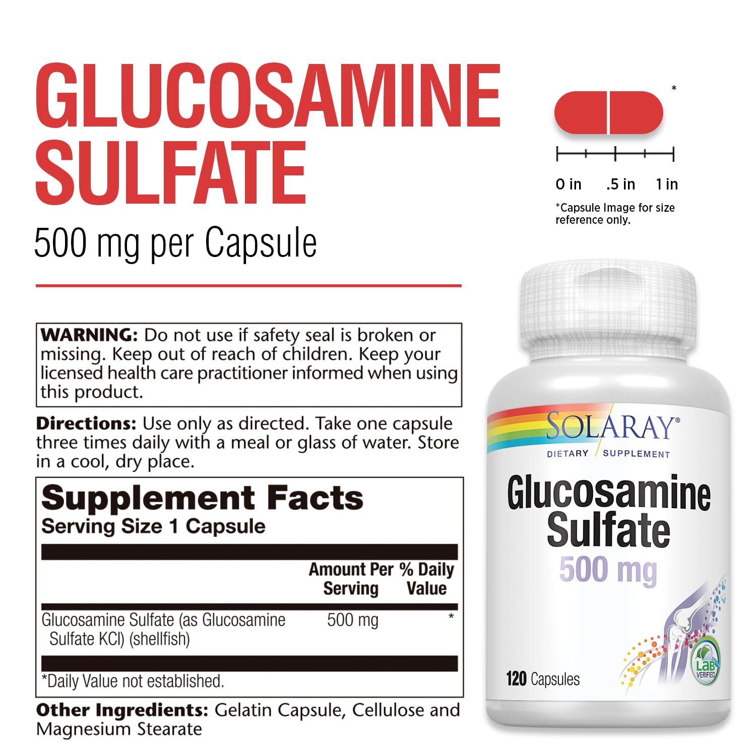 Label indicating shellfish-derived glucosamine sulfate