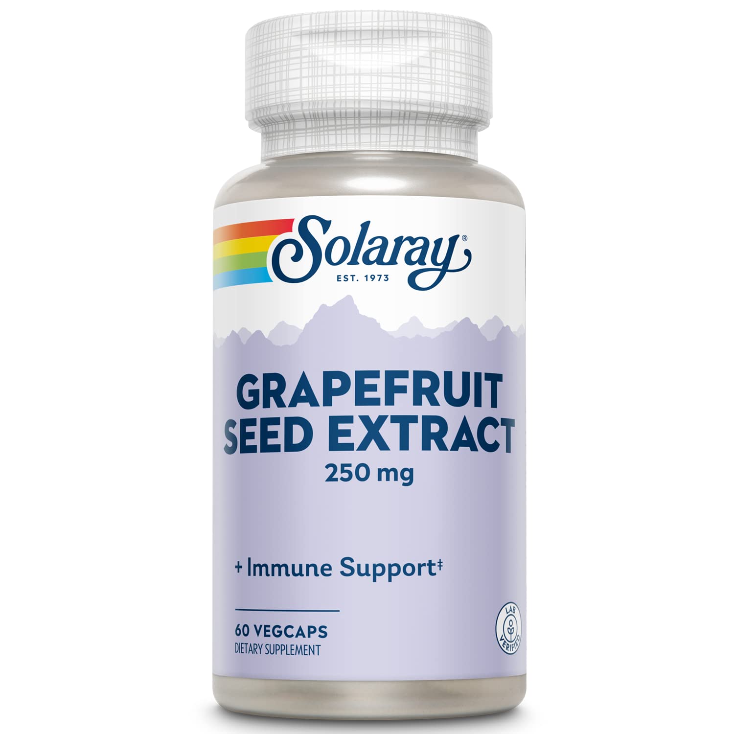 Solaray Grapefruit Seed Extract 60-count bottle, 250mg per Veg Cap (plastic bottle)
