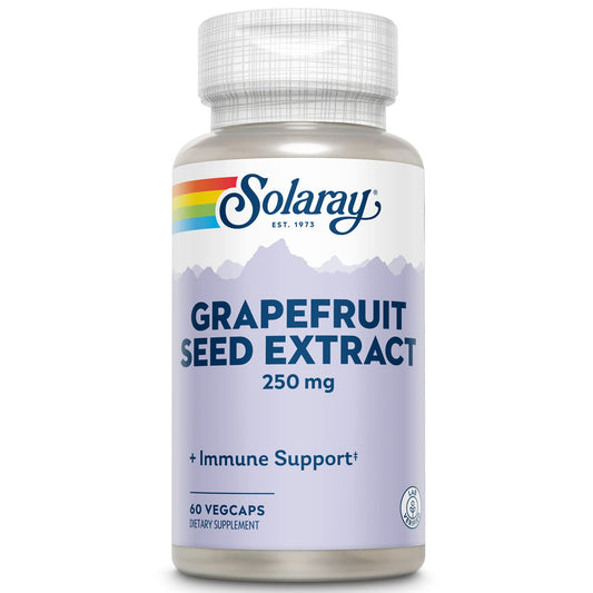 Solaray Grapefruit Seed Extract 60-count bottle, 250mg per Veg Cap (plastic bottle)