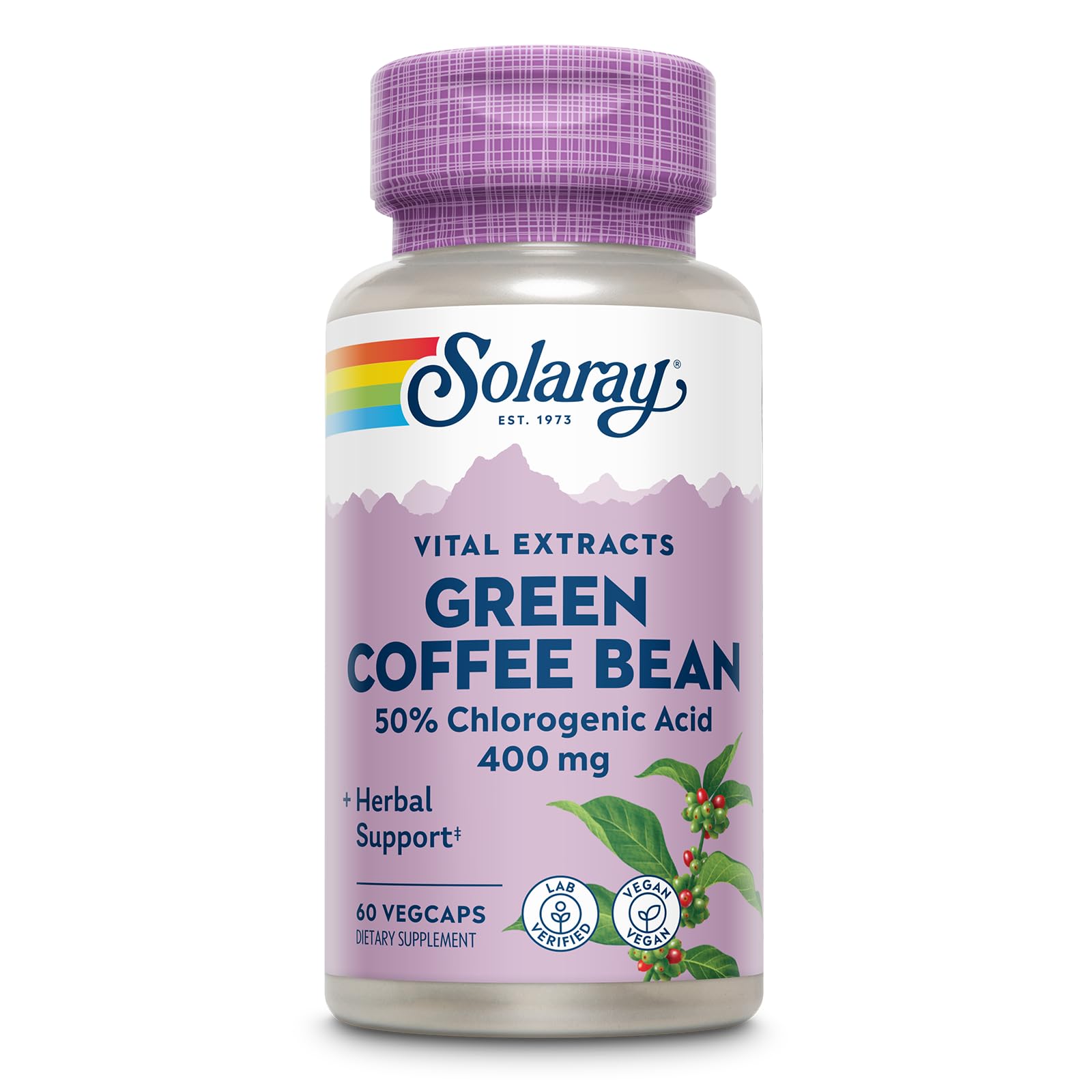 SOLARAY Green Coffee Bean Extract 400 mg Veg Cap 60ct bottle front view