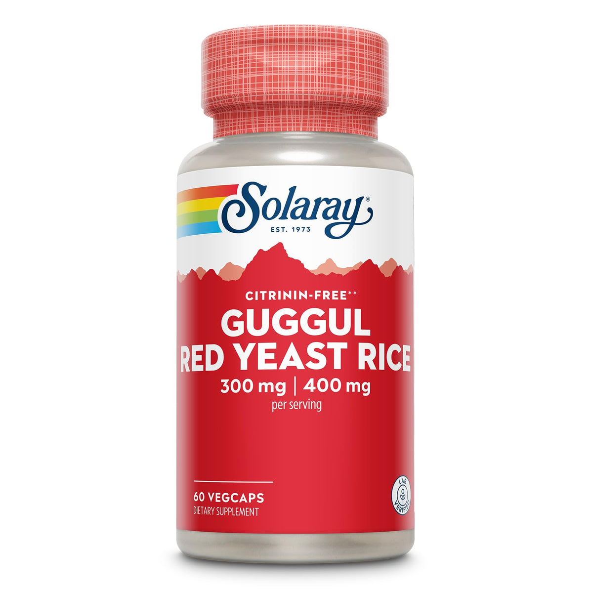 SOLARAY Guggul Gum Extract & Red Yeast Rice 60-count bottle label