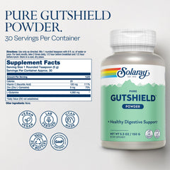 Label close-up showing ingredients of SOLARAY Gutshield Powder