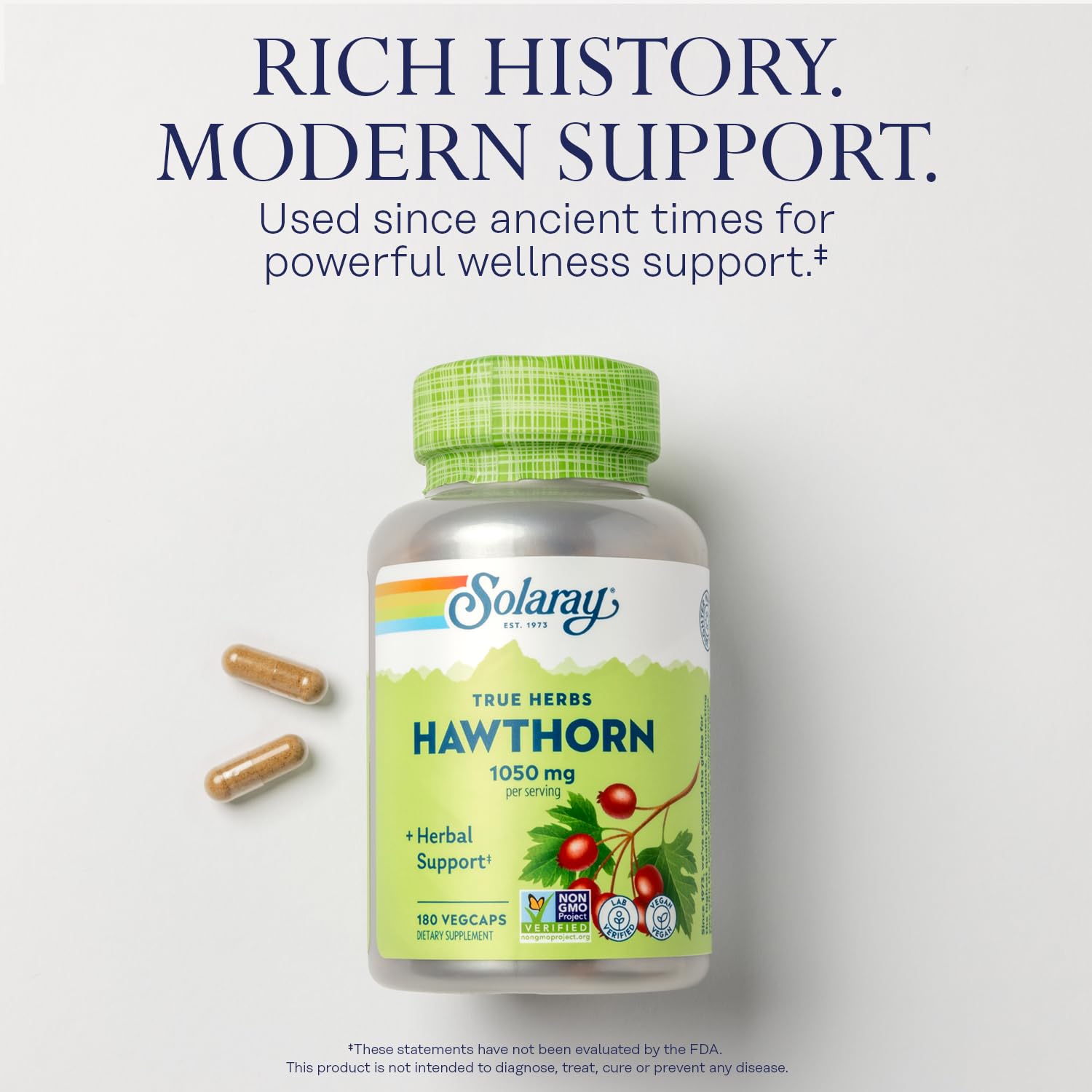Vegan, Non-GMO Solaray Hawthorn Berry Capsules packaging