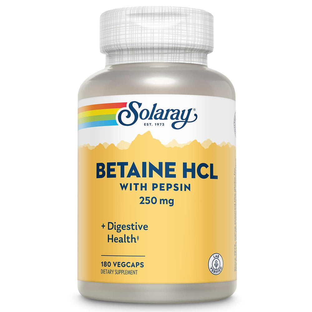 Solaray HCl with Pepsin bottle front view