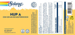 Close-up of Solaray Huperzine A Capsules with eleuthero root