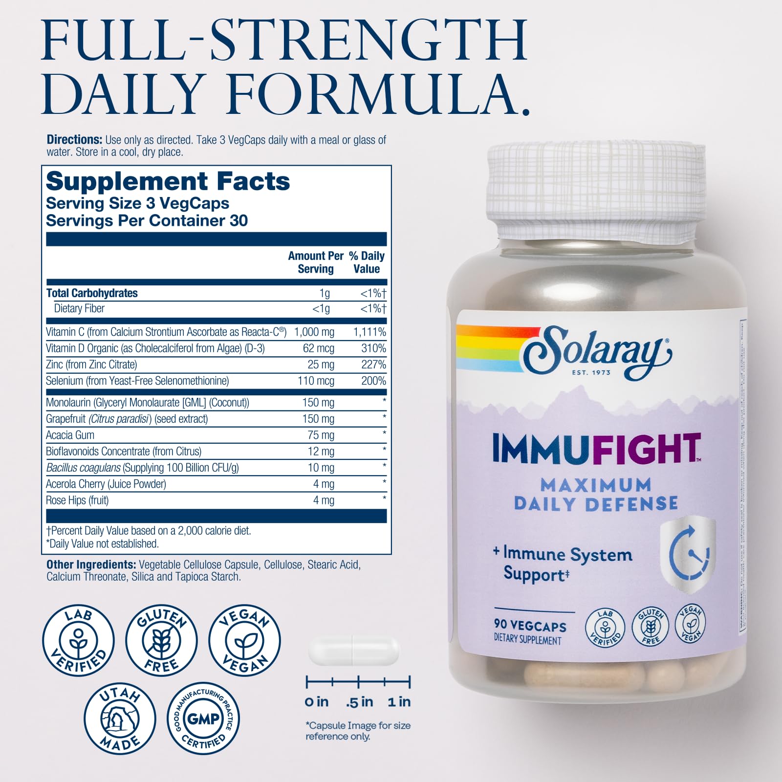 Monolaurin from coconut oil highlighted on Immufight label