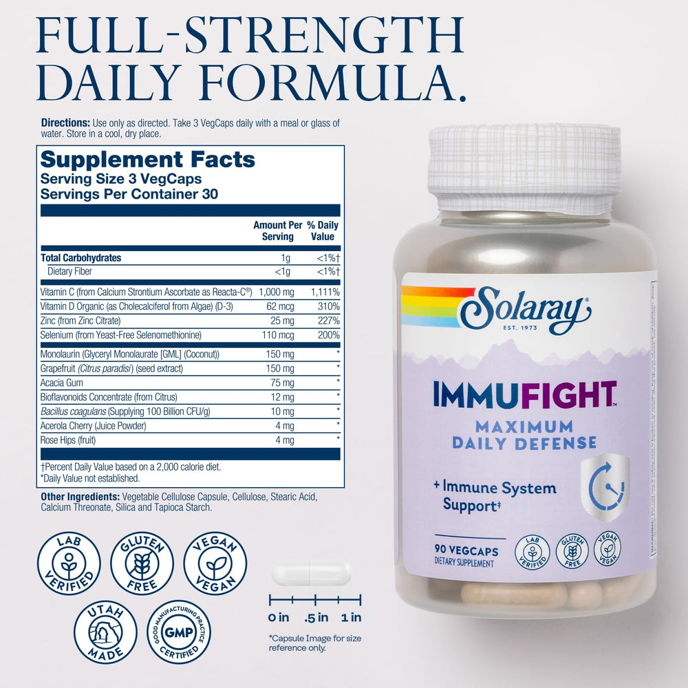 Monolaurin from coconut oil highlighted on Immufight label