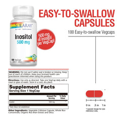 Supplement facts panel for Inositol 500 mg