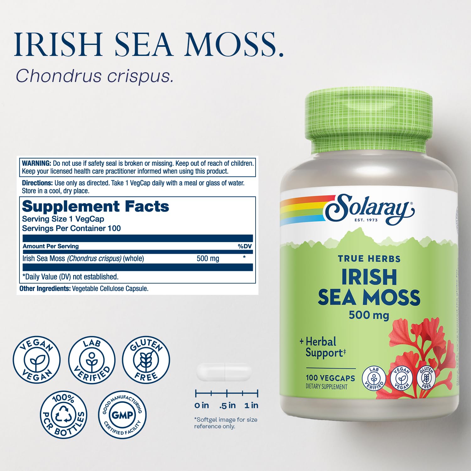 Chondrus crispus sea moss ingredient on packaging