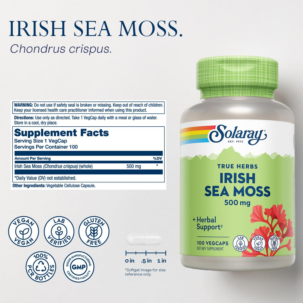 Chondrus crispus sea moss ingredient on packaging