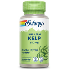 Close-up of SOLARAY Kelp 550 mg folic acid capsules