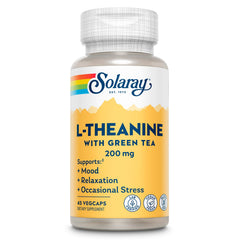 Bottle label for SOLARAY L-Theanine 200mg with Green Tea