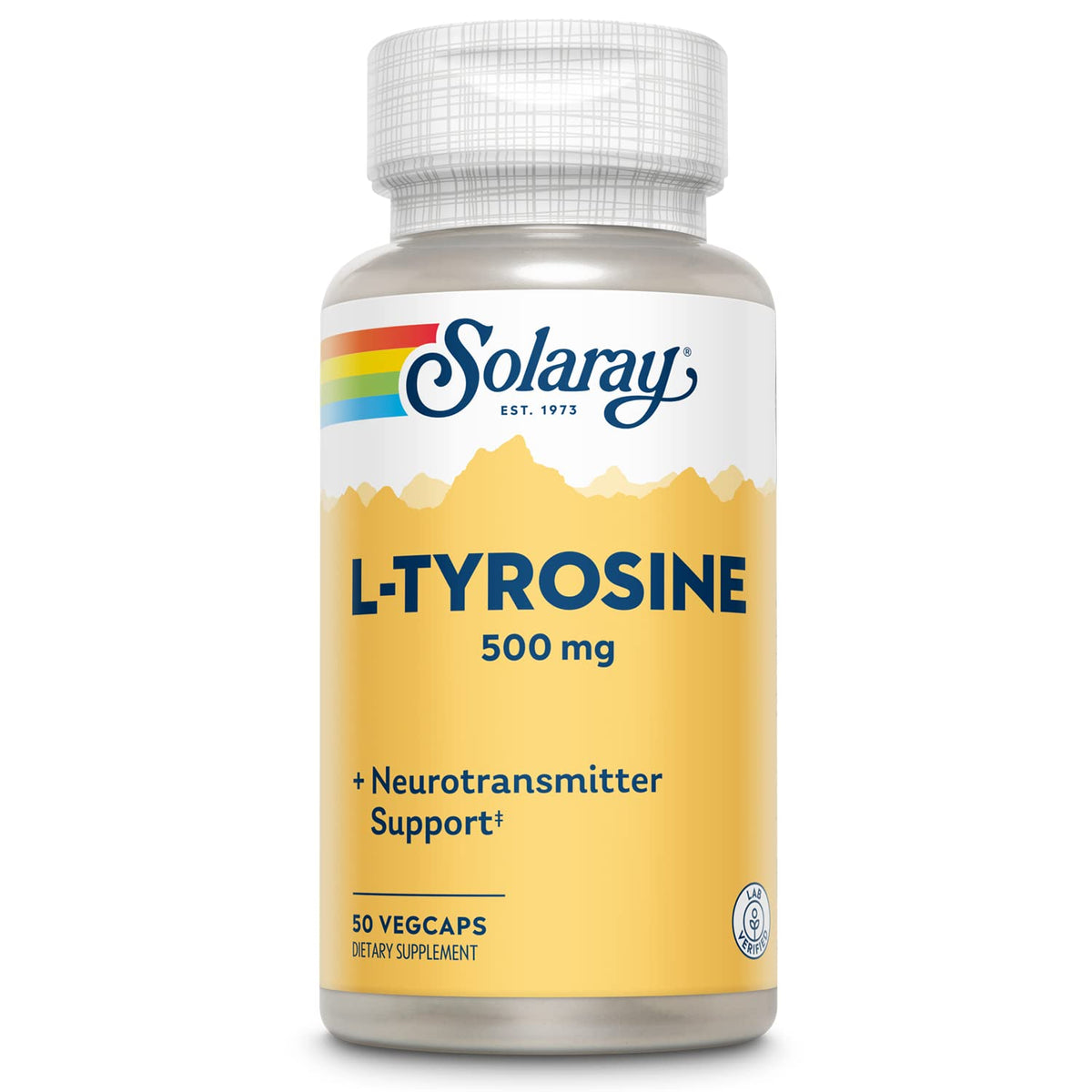 Solaray L-Tyrosine 500 mg Veg Cap bottle – front view