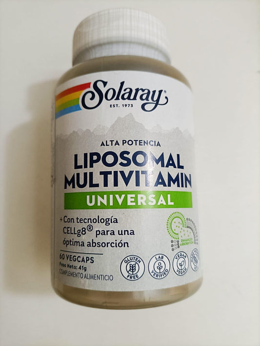 Bottle of SOLARAY Liposomal Multivitamin for Men and Women with 60 vegetarian capsules