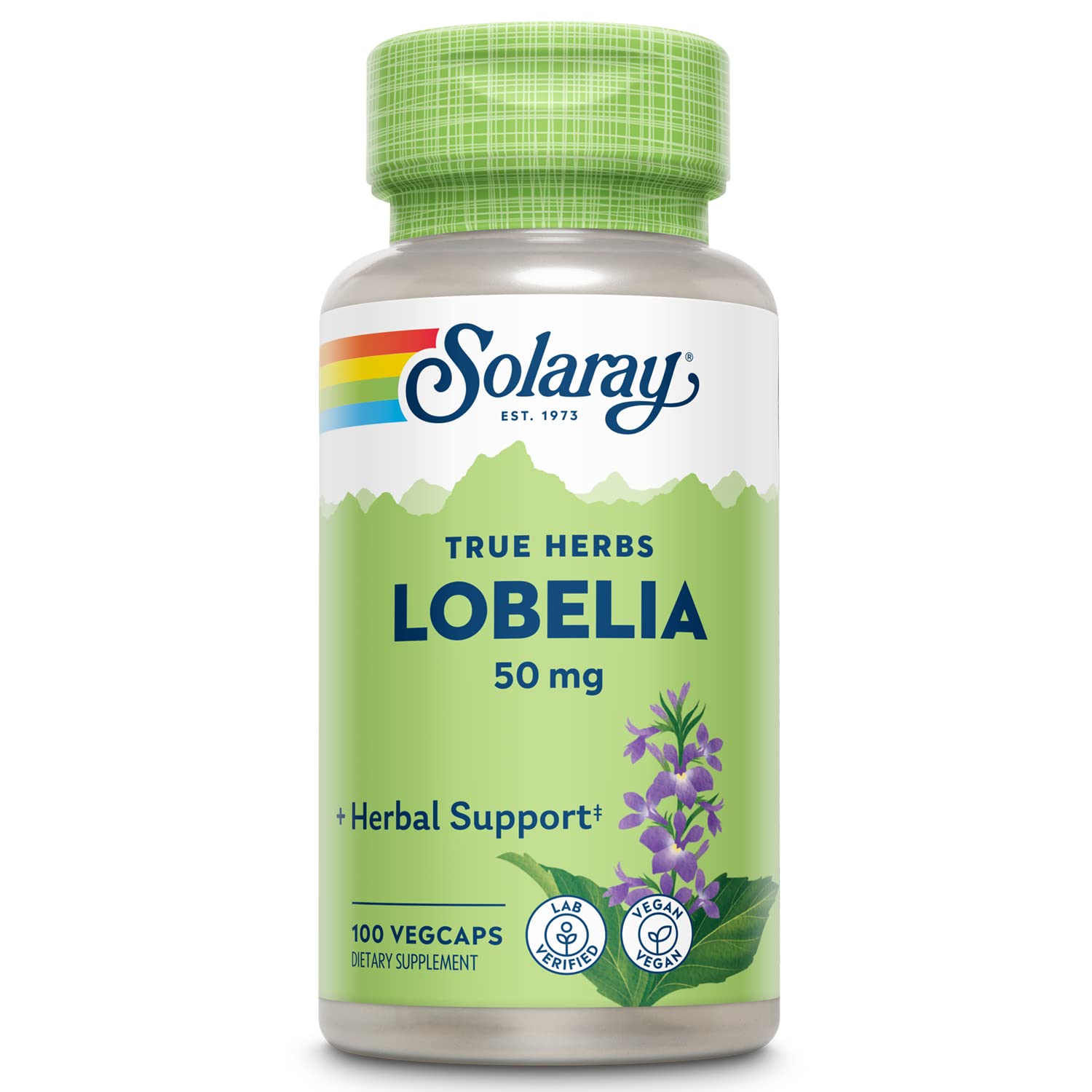 SOLARAY Lobelia Aerial 50mg bottle with ginger root