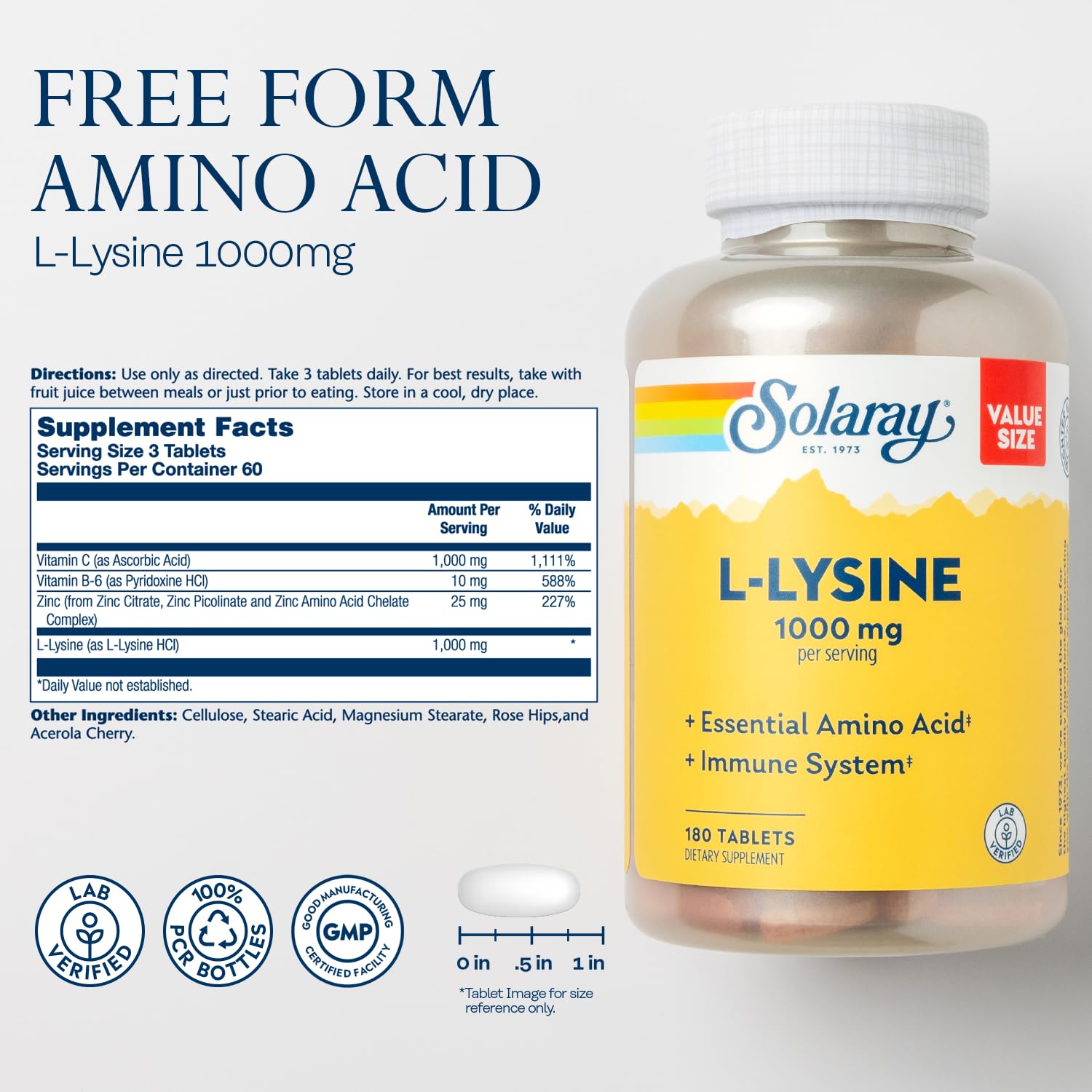 Vitamin C 1000 mg and Zinc 25 mg with L-Lysine capsules