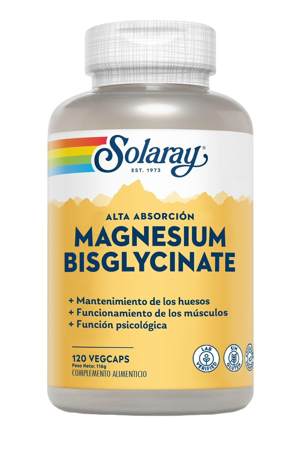 Serving size of SOLARAY Magnesium Glycinate showing 4 capsules