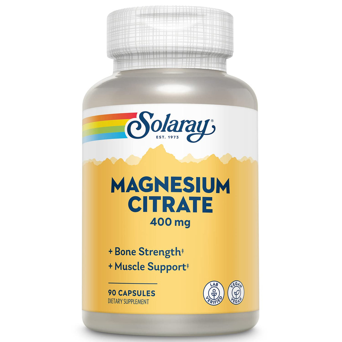 Solaray Magnesium Citrate 400 mg bottle – 90 capsules