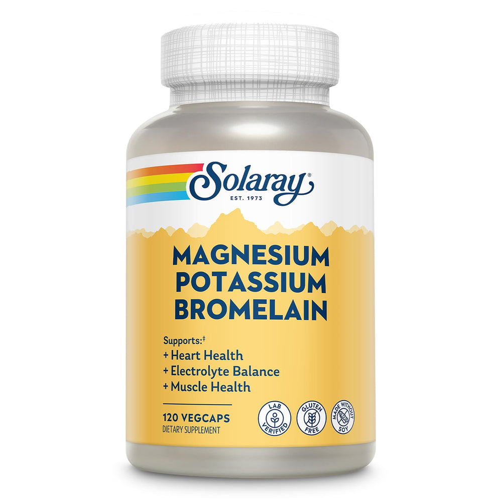 Front view of Solaray Magnesium and Potassium Asporotates bottle