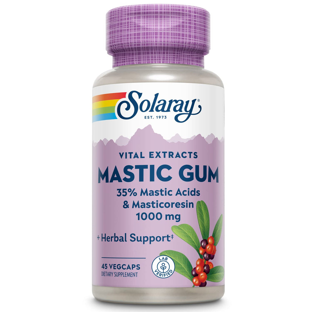 Solaray Mastic Gum Extract 500 mg bottle with label on white background