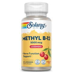 Solaray Methyl B12 lozenge Cherry bottle front 60 count 5000mcg