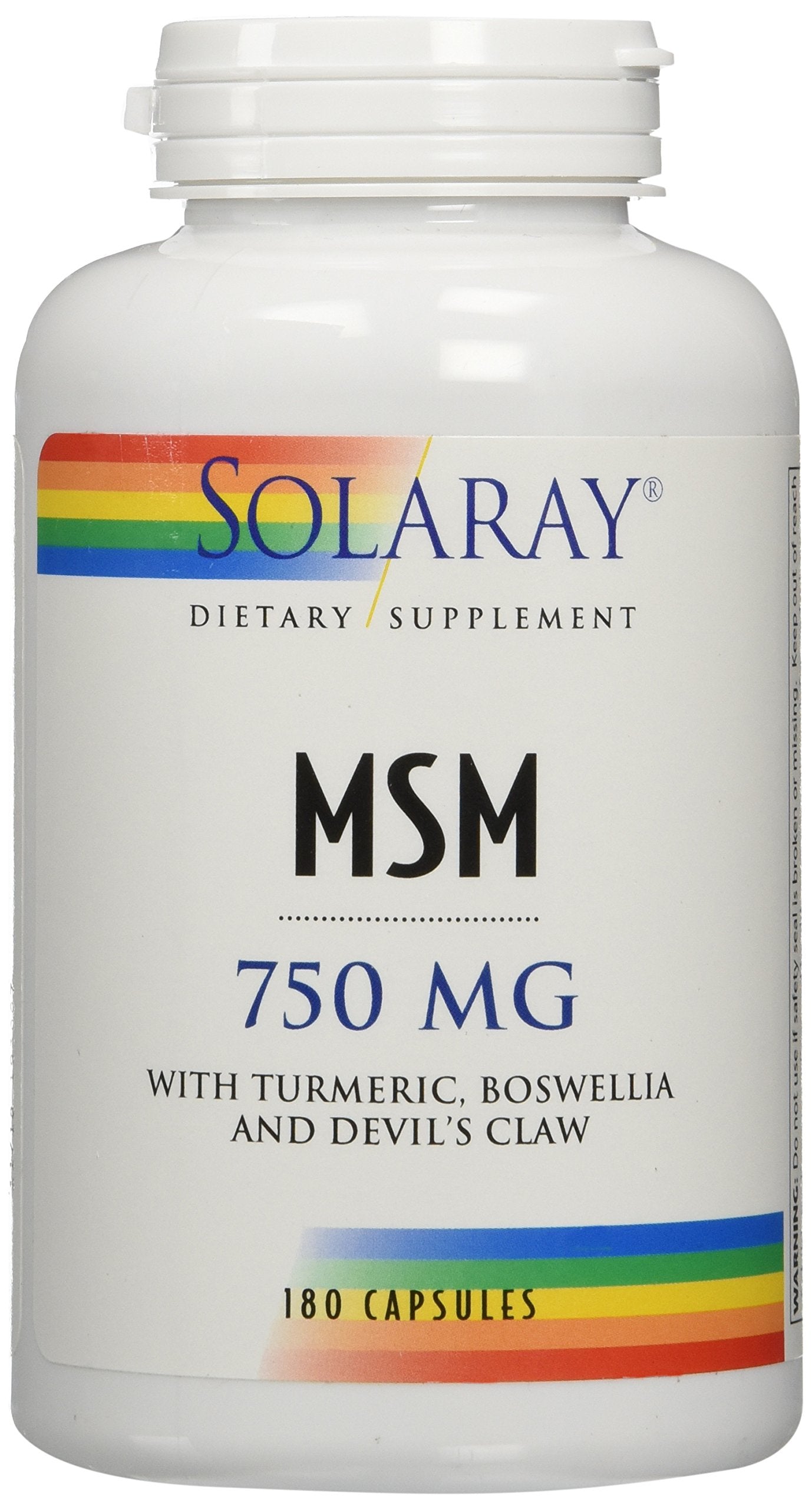 Solaray MSM capsules packaging bottle 180 count