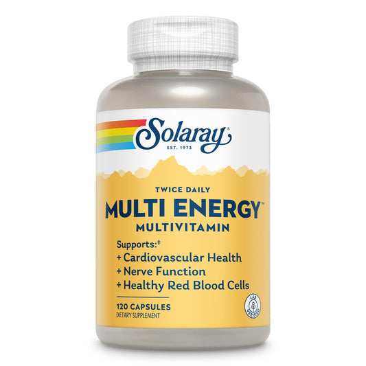 Solaray Multi Energy Two Daily Capsule bottle in plastic 120-count