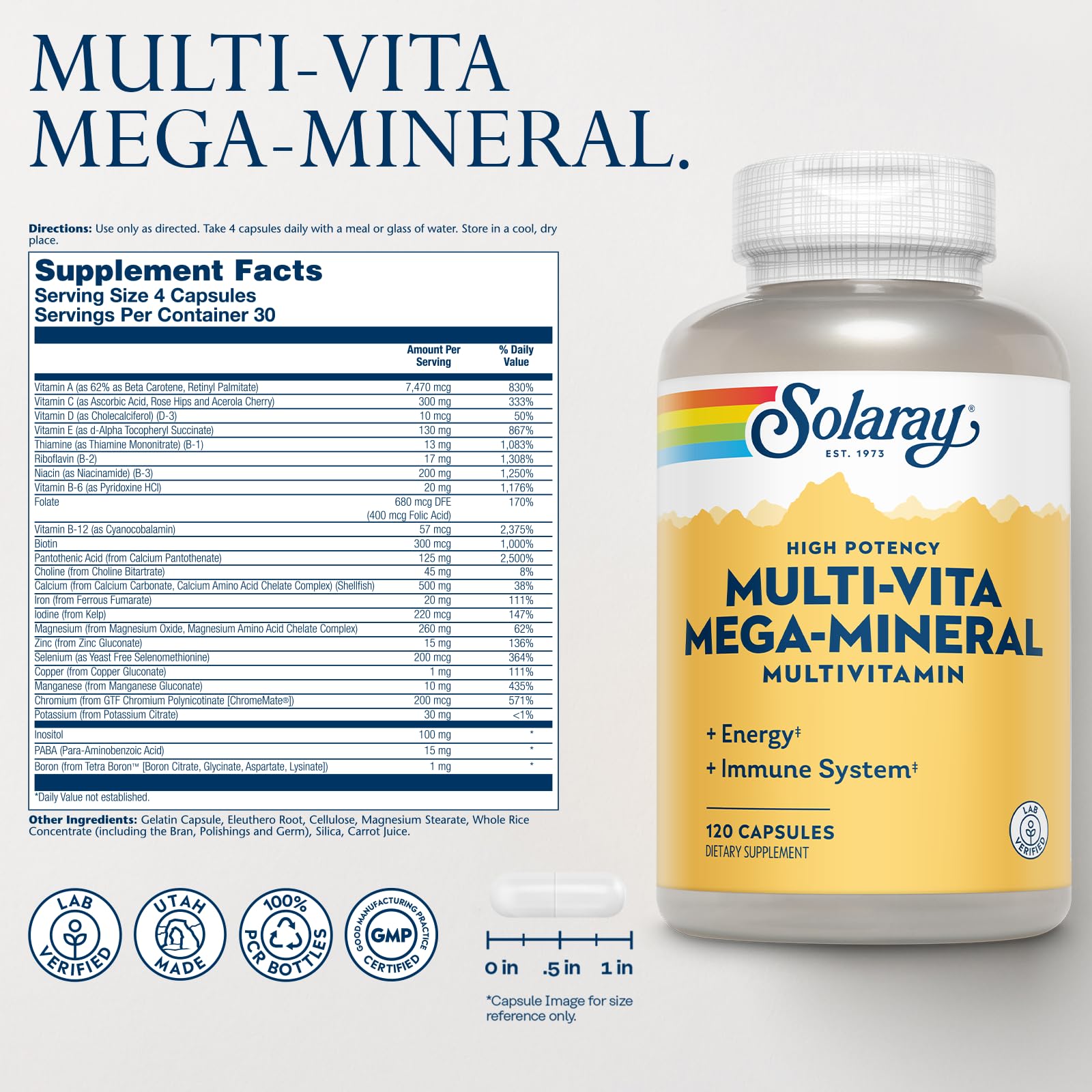 Nutritional highlights featuring Vitamin D, Vitamin C, Magnesium and Zinc