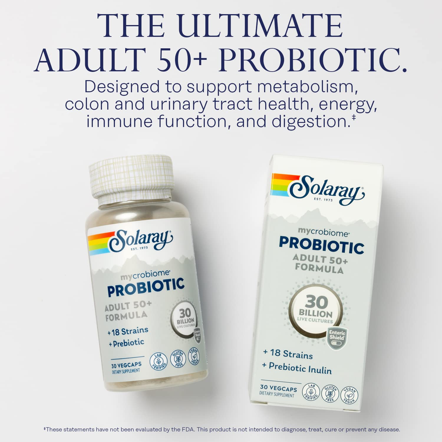 Graphic showing 18 probiotic strains and 30B CFU