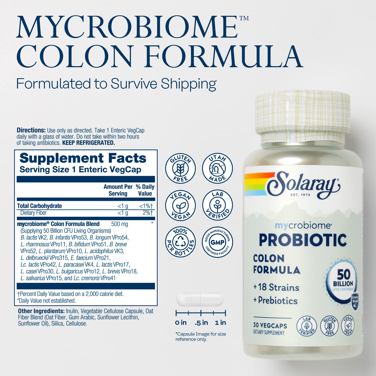 Enteric-coated probiotic capsules close-up