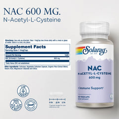 NAC 600 mg nutrition label