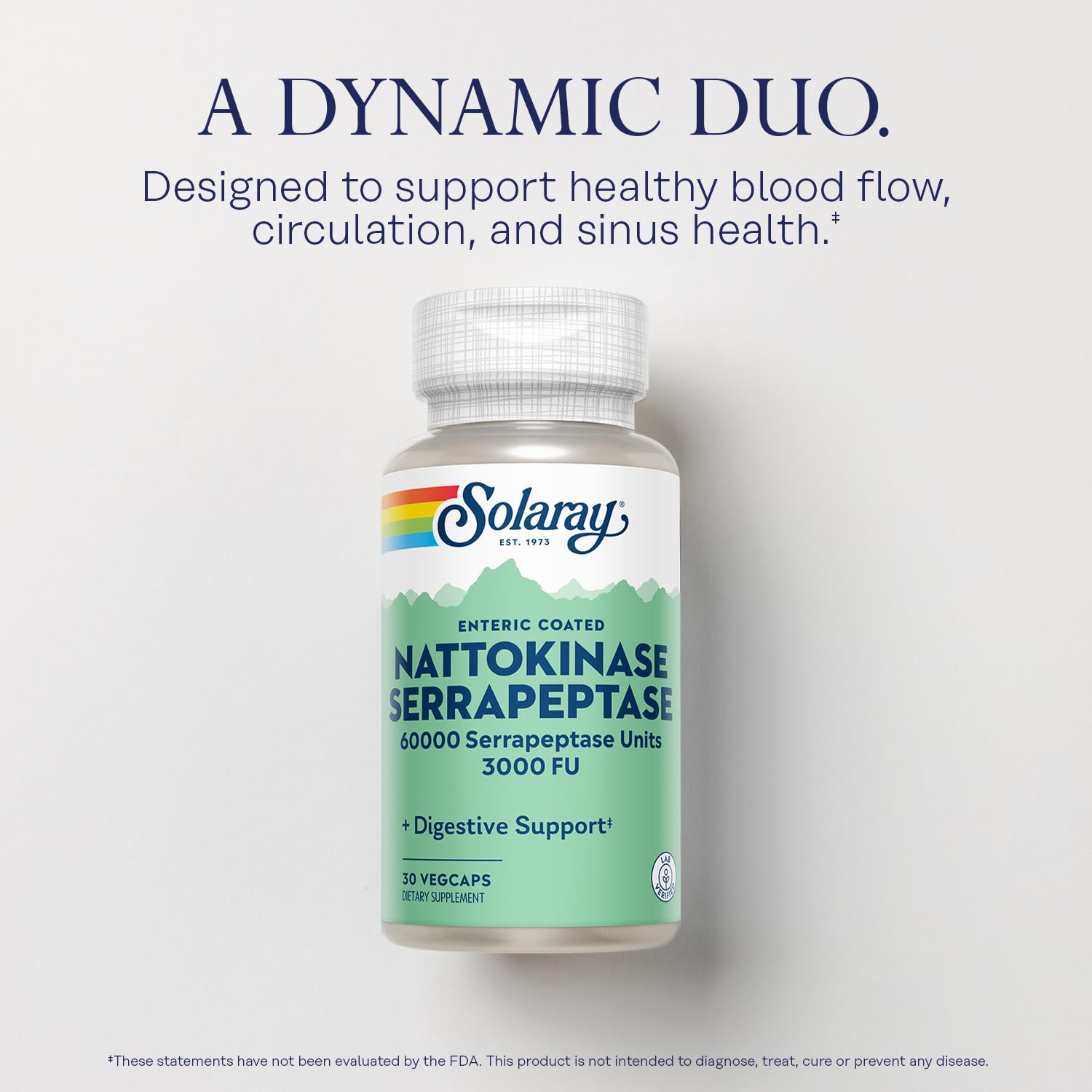 Lab-verified SOLARAY nattokinase serrapeptase bottle